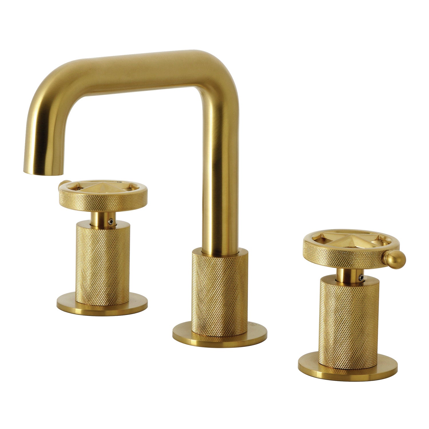 Kingston Sona KS1417RNK - Levante Two-Handle 3-Hole Deck Mount Widespread Bathroom Faucet with Push Pop-Up Drain, Brushed Brass — image 1
